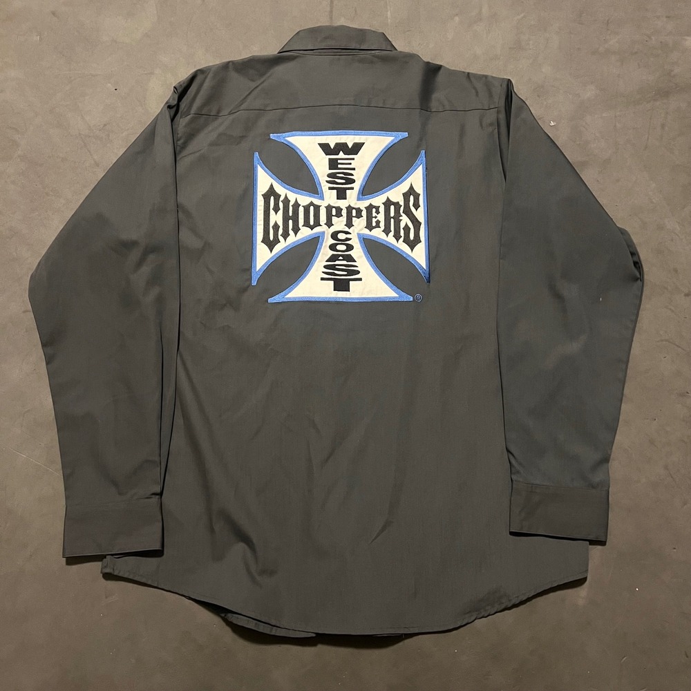 West Coast Choppers Jesse James Work Shirt Mens Large Grey Long Sleeve NWT L